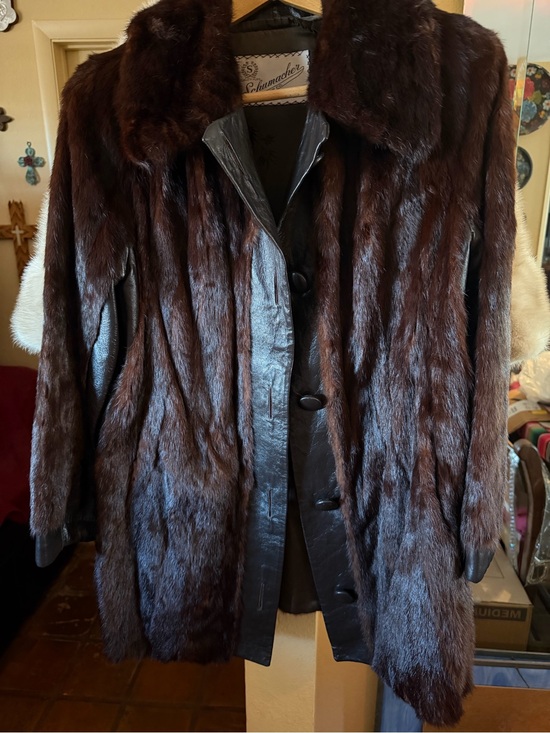 Jackets & Blazers - Dark Chocolate Leather & Mink Fur Coat